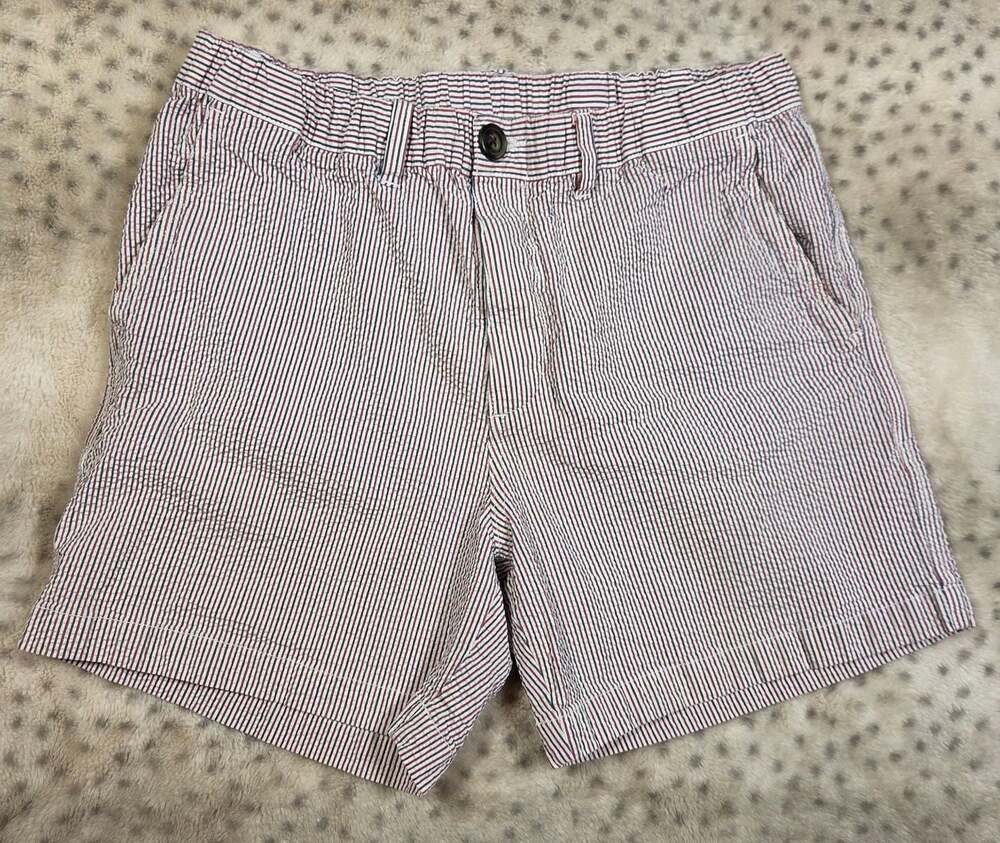 Chubbies Originals Men’s M 5” Seersucker Shorts Red White Blue Stripe
